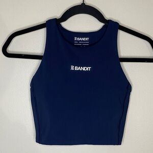 Bandit Race Crop Running Top Racerback NY Navy Size XS